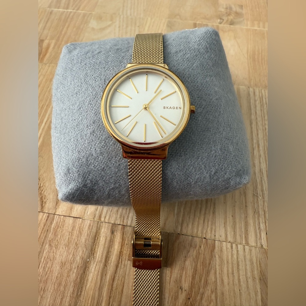 Skagen ladies gold tone watch NEW BATTERY